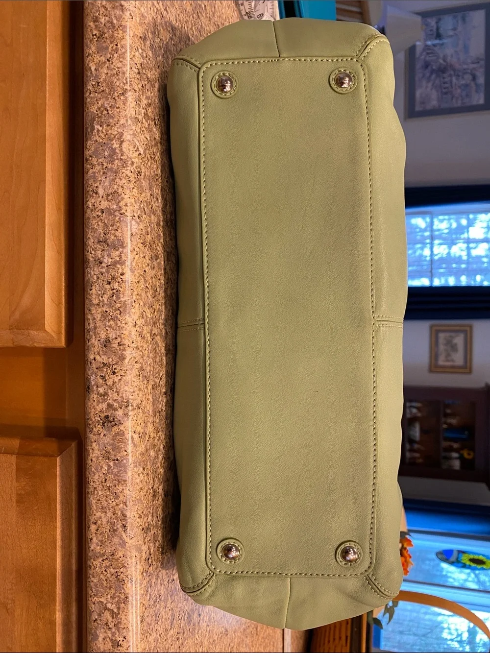 Coach Shoulder Leather Bag Purse Green F13732 Silver Colored Hardware - Picture 7 of 17